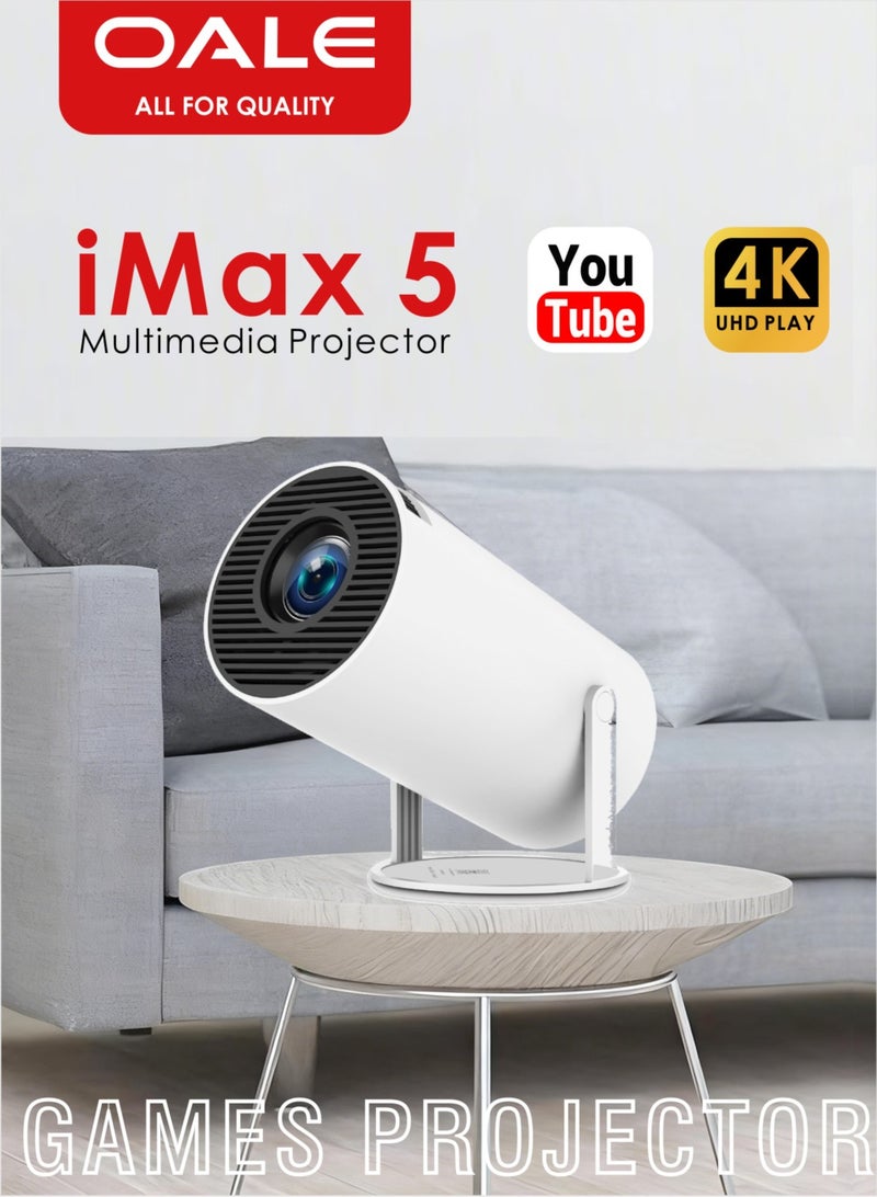 OALE iMax 5 LED Smart Projector, Android 13.0, HD 720P, Supports 4K Playback, WiFi 6 & Bluetooth 5.0, Screen Casting | White - Image 3